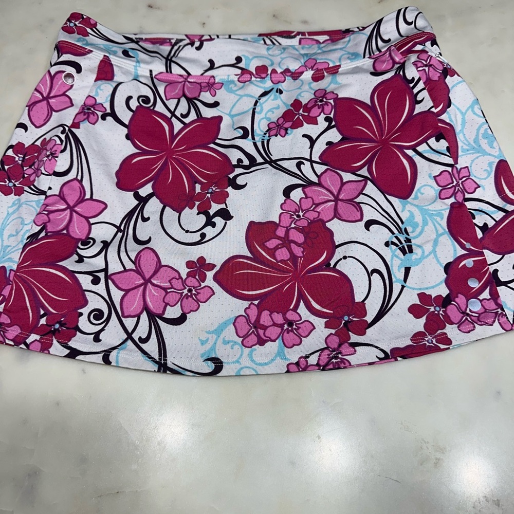 L.L. Bean Red and Pink Swim Skirt Resort Wear